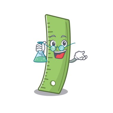 Cam tüplü akıllı profesör cetvel çizgi film karakteri