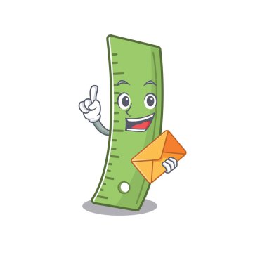 Zarfın içinde neşeli bir yönetici maskot tasarımı