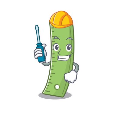 Çizgi film karakteri tarzında havalı bir otomotiv cetveli