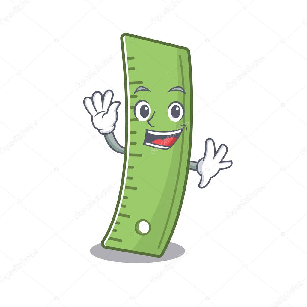 Waving friendly ruler cartoon character with design