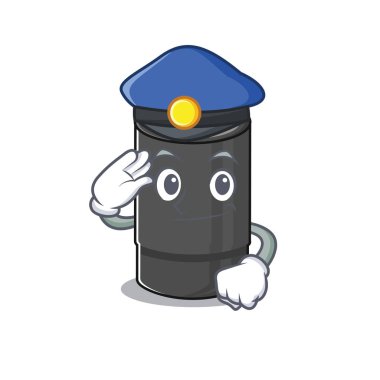 Yağ filtresi çizgi film maskotu polis memuru rolünde