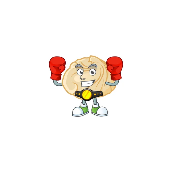 Happy Face Boxing desain karakter kartun pangsit - Stok Vektor