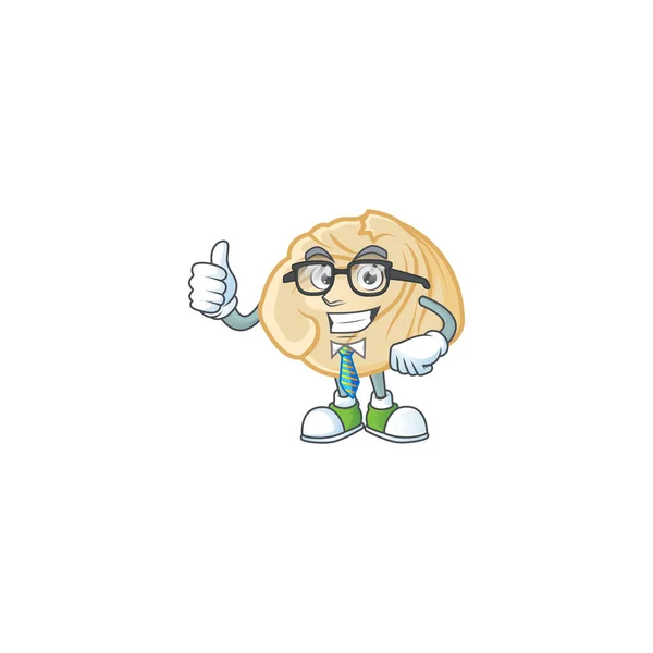 Personagem dos desenhos animados de Empresário bolinho usando óculos — Vetor de Stock