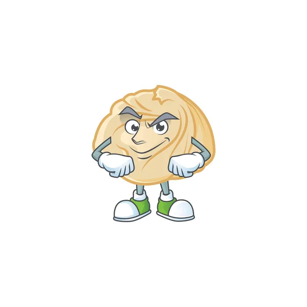 Dumpling mascote desenho animado estilo de personagem com rosto Smirking — Vetor de Stock