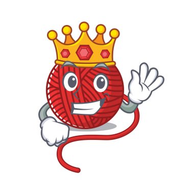 Çizgi film maskotu stiliyle Kral 'ın göz kamaştırıcı kırmızı yün ipliği.