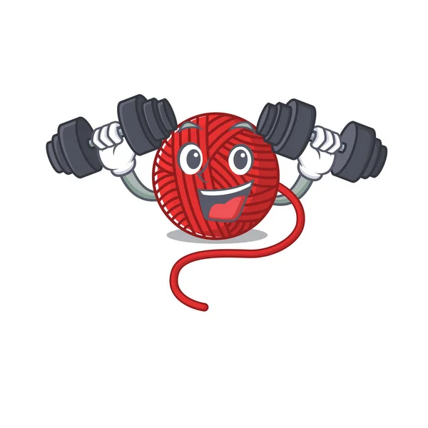 Αθλητικό Γυμναστήριο άσκηση κόκκινο μαλλί νήματα χρησιμοποιώντας barbells — Διανυσματικό Αρχείο