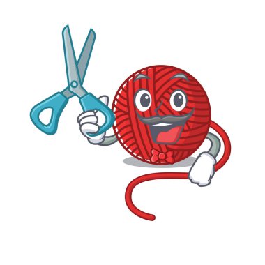 Gülen Komik Berber kırmızı yün çizgi film karakteri tasarım stili