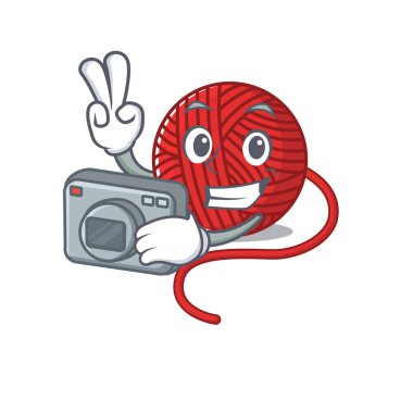 Kameralı havalı fotoğrafçı kırmızı yün iplik karakteri