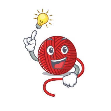 Kırmızı yün iplik çizgi film karakteri tasarımının bir jestini yapın.