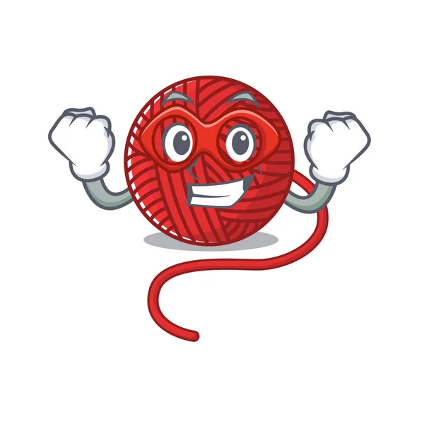 Smiley mascot of red wool yarn dressed as a Super hero — 图库矢量图片