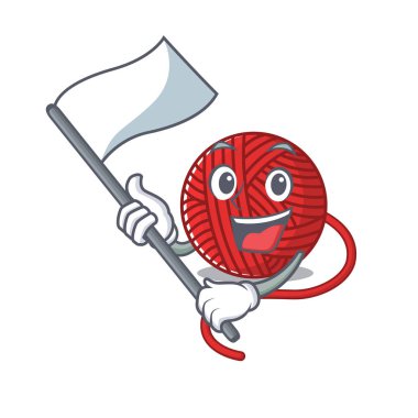 Komik kırmızı yün çizgi film karakteri tarzı ayakta duran bir bayrak