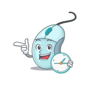 çizgi film karakteri tarzı bilgisayar faresinin saati var