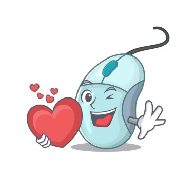 Komik Surat bilgisayar faresi çizgi film karakteri kalp taşıyor