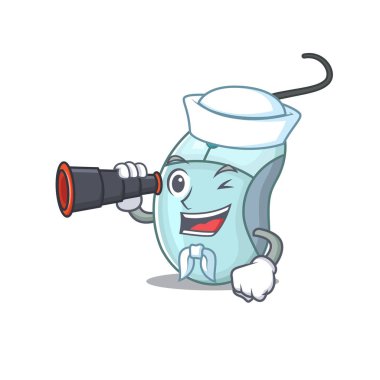 Bilgisayar faresi çizgi filmi dürbünlü mutlu denizci tarzı