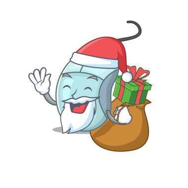 Noel Baba bilgisayar faresi çizgi film karakteri tasarımı hediye kutusuna sahip