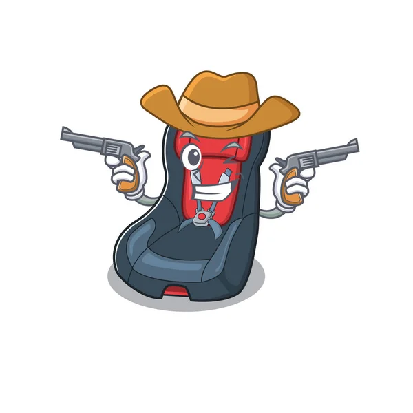 Baby car seat dressed as a Cowboy having guns — Stock Vector