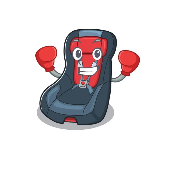 Sporty Boxing assento de carro do bebê mascote estilo de personagem — Vetor de Stock