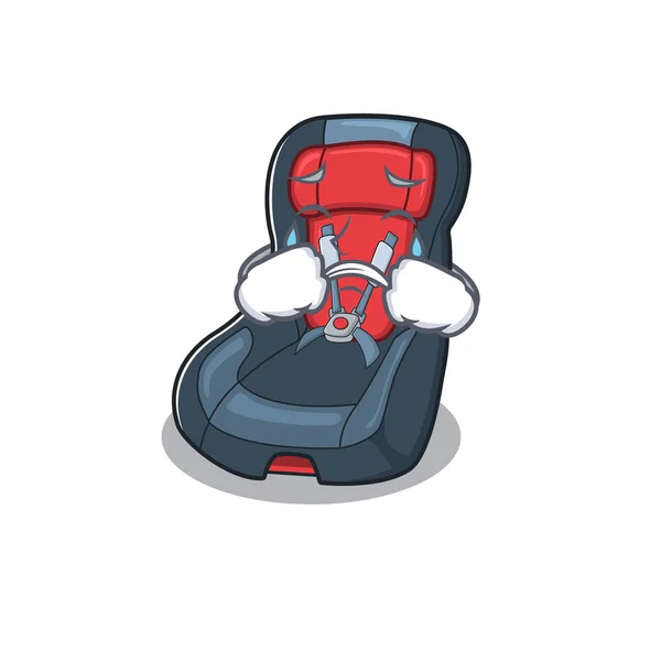 Triste de bebé asiento de coche estilo de la mascota de dibujos animados — Vector de stock