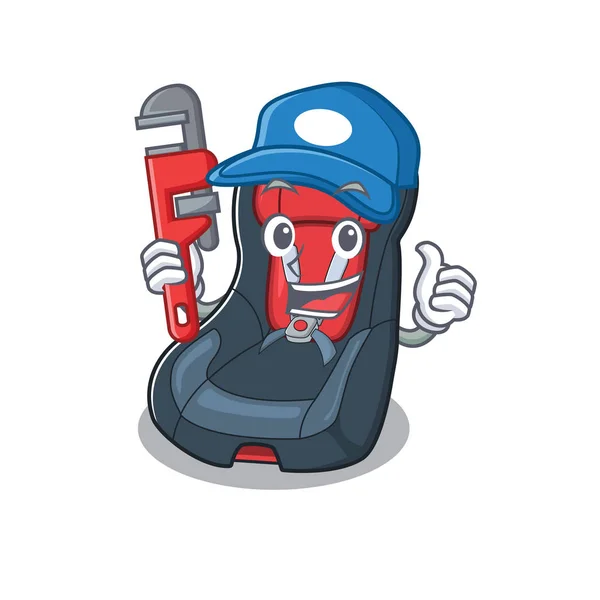 Cool Plumber asiento de coche de bebé en el estilo de imagen de la mascota — Vector de stock
