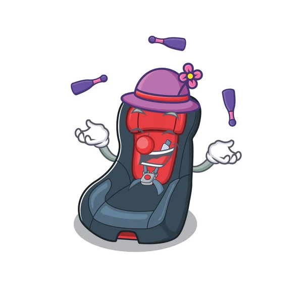 Design de personagem de desenho animado assento de carro de bebê inteligente jogando malabarismo — Vetor de Stock