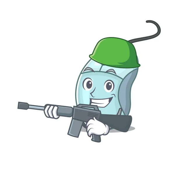 A cartoon design of computer mouse Army with machine gun — 스톡 벡터