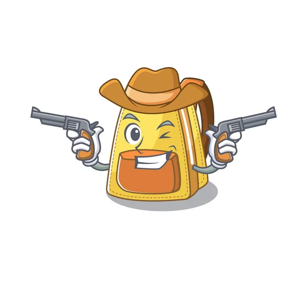 Kids school backpack dressed as a Cowboy having guns — Stock Vector