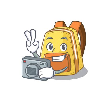 Cool Photographer kids school backpack character with a camera