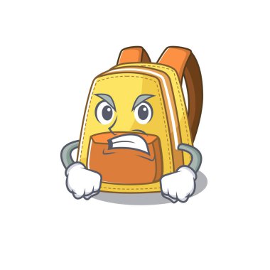 Kids school backpack cartoon character design having angry face