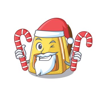 Kids school backpack Cartoon character in Santa costume with candy
