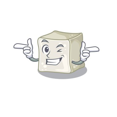 mascot cartoon design of sugar cube with Wink eye