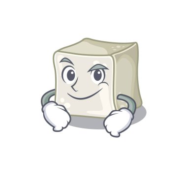 Cool sugar cube mascot character with Smirking face