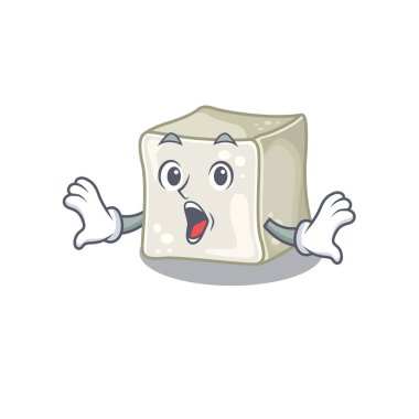 Sugar cube cartoon character design on a surprised gesture