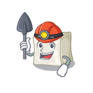 Cool clever Miner sugar cube cartoon character design