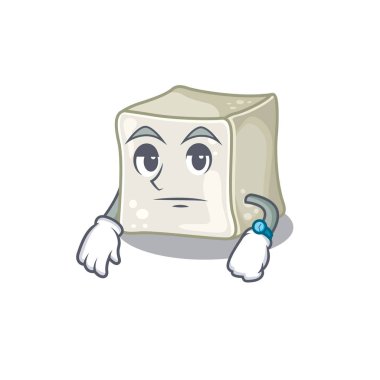 cartoon character design of sugar cube on a waiting gesture
