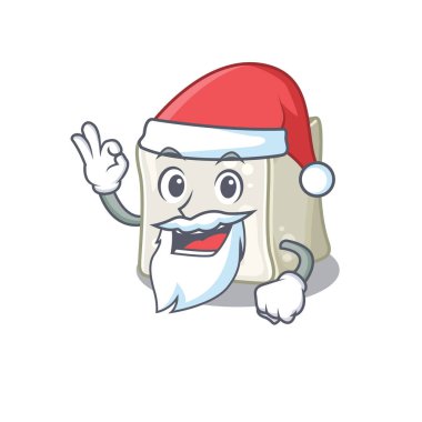 A picture of Santa sugar cube mascot picture style with ok finger