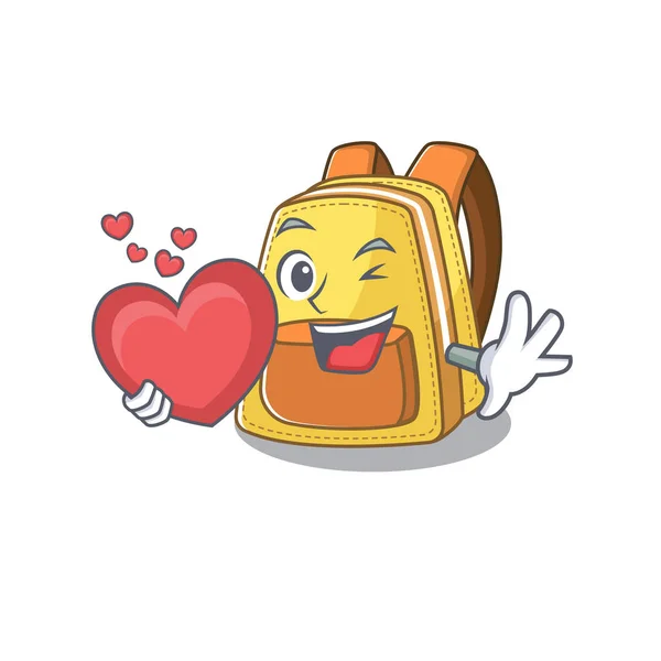 Funny Face mochila escolar para niños personaje de dibujos animados con un corazón — Archivo Imágenes Vectoriales