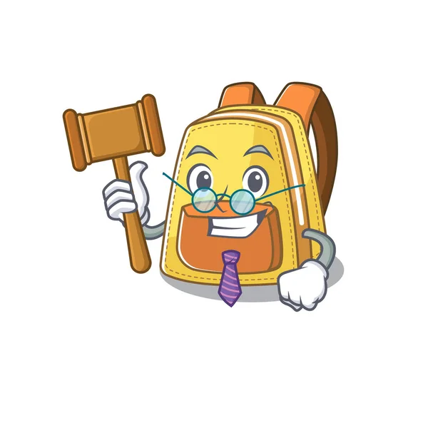 Juiz inteligente crianças mochila escolar em mascote estilo de personagem de desenho animado — Vetor de Stock