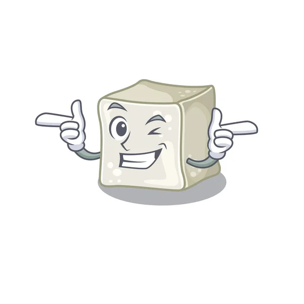 Mascot cartoon design of sugar cube with Wink eye — Stock vektor