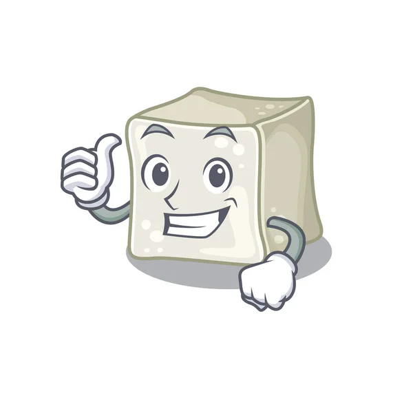 Cheerfully sugar cube making Thumbs up gesture — Stok Vektör