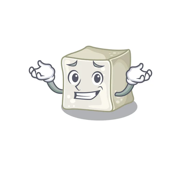 Super divertido sonriente de azúcar cubo mascota estilo de dibujos animados — Vector de stock