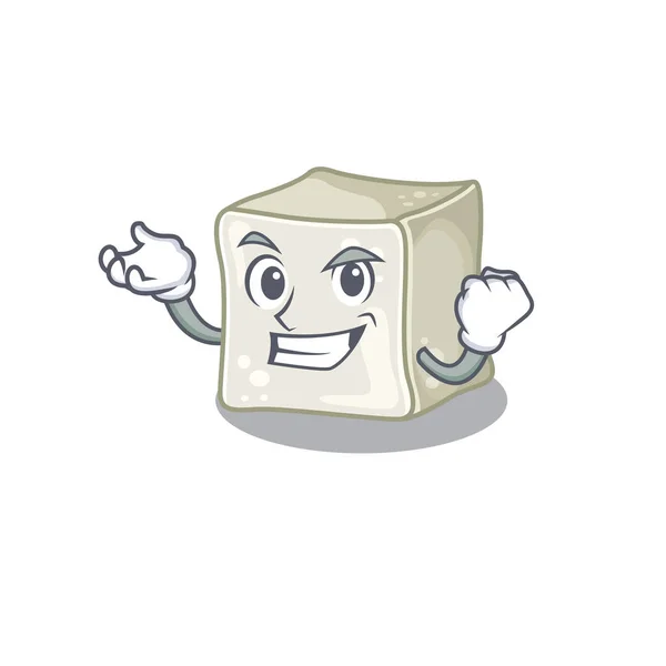 Feliz seguro de éxito de azúcar cubo de dibujos animados estilo de personaje — Vector de stock