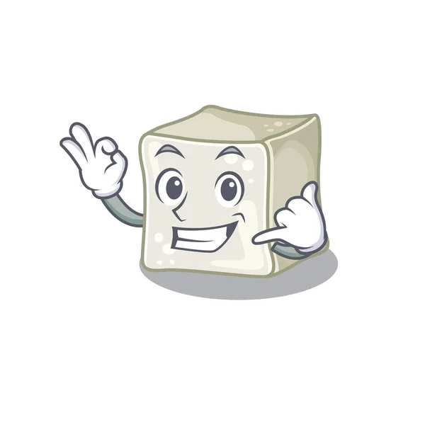 Call me funny sugar cube mascot picture style — Stock vektor