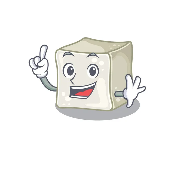Cubo de açúcar de um dedo no estilo de personagem de desenho animado mascote — Vetor de Stock