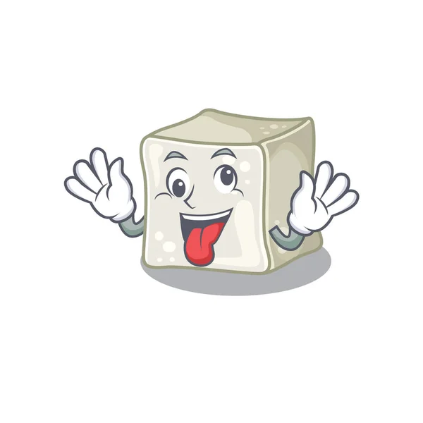 Cukier Cube postać z kreskówki styl z szaloną twarzą — Wektor stockowy