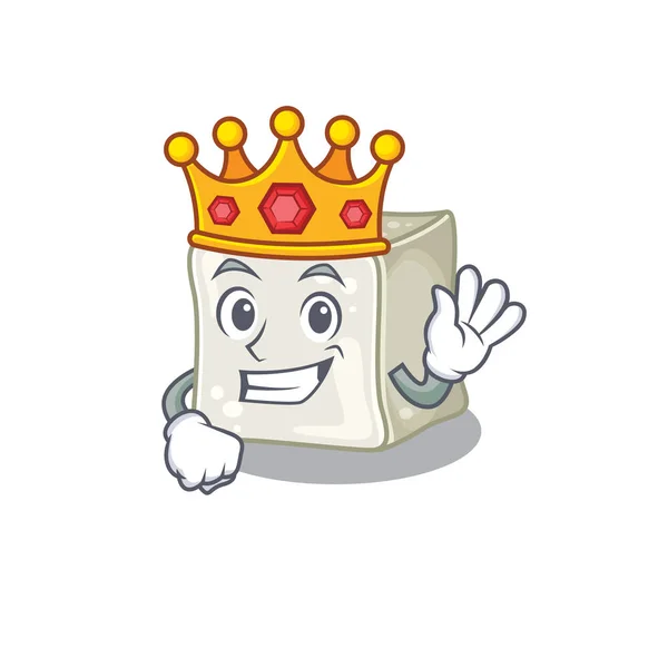 Un impresionante cubo de azúcar estilizado de rey en el estilo de la mascota de dibujos animados — Vector de stock