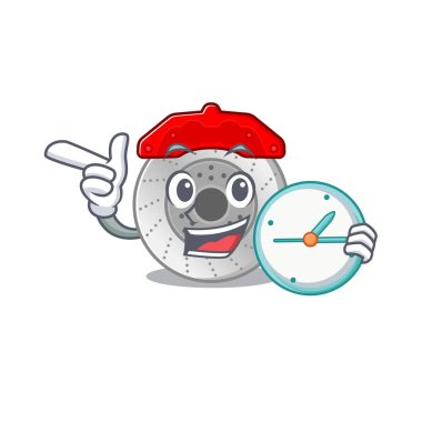 cartoon character style car brake having clock