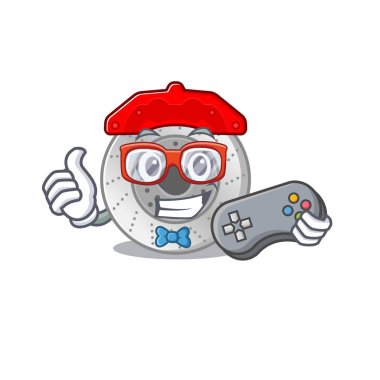 Smiley gamer car brake cartoon mascot style