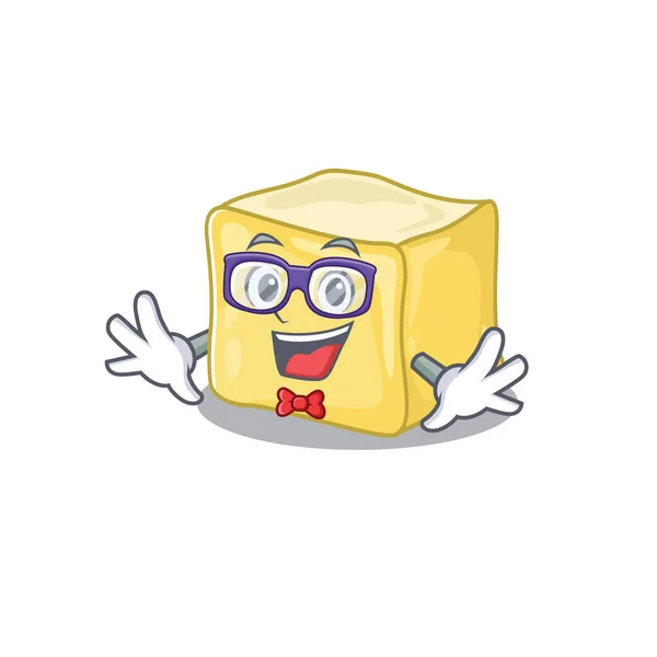 Personaje de dibujos animados de diseño de mantequilla cremosa Geek — Vector de stock