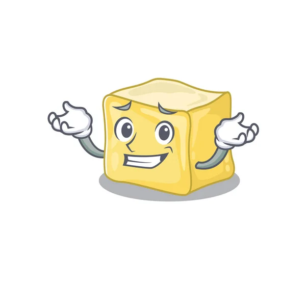 Super divertido sonriente mantequilla cremosa mascota estilo de dibujos animados — Vector de stock