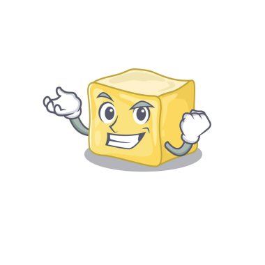 Mutlu kendine güvenen başarılı kremalı çizgi film karakteri tarzı